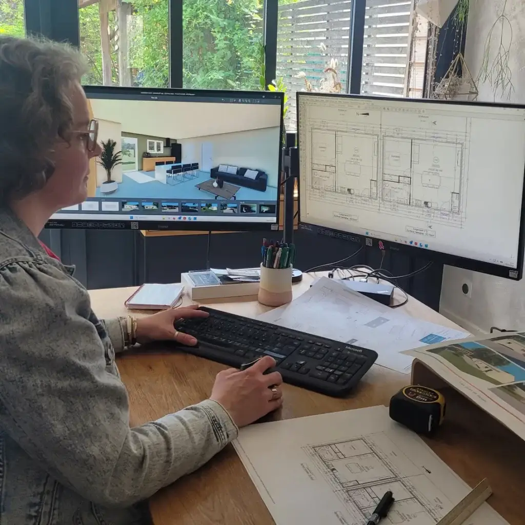 Réalisation des plans et vues 3D au bureau sur le logiciel Architech PC