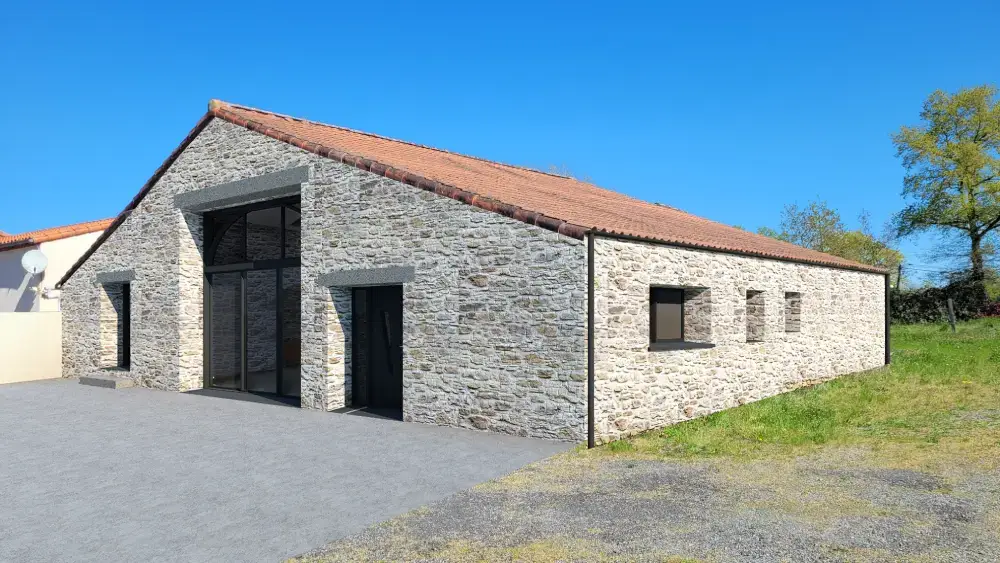 Vue 3D de la grange rénovée